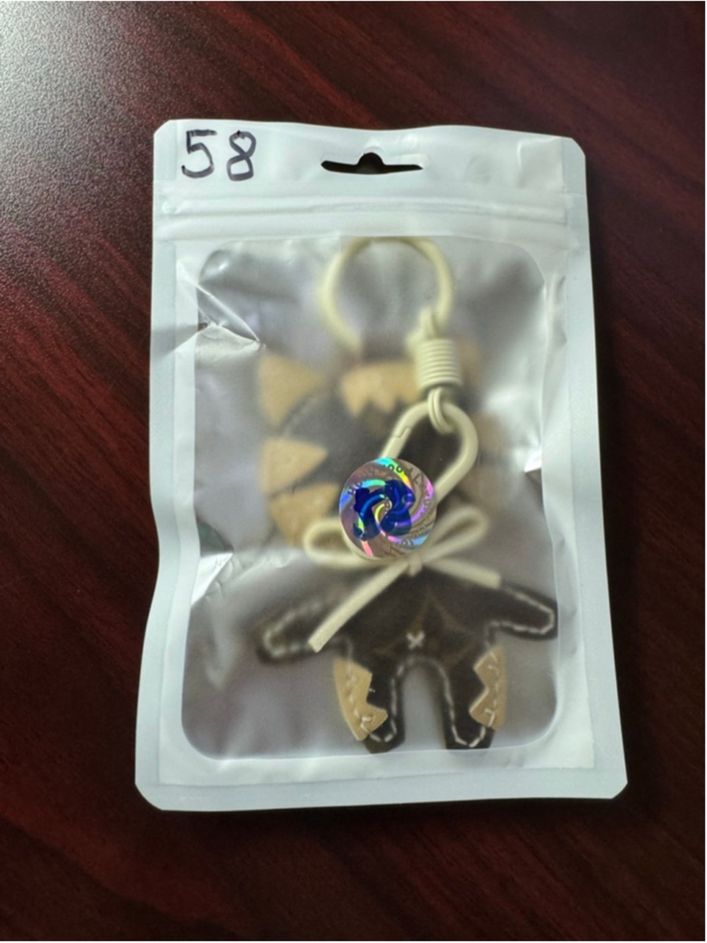 Handmade Cat Keychain Charm Using Authentic Monogram Canvas | Cream Bow | SKU 58 - Picture 6 of 6